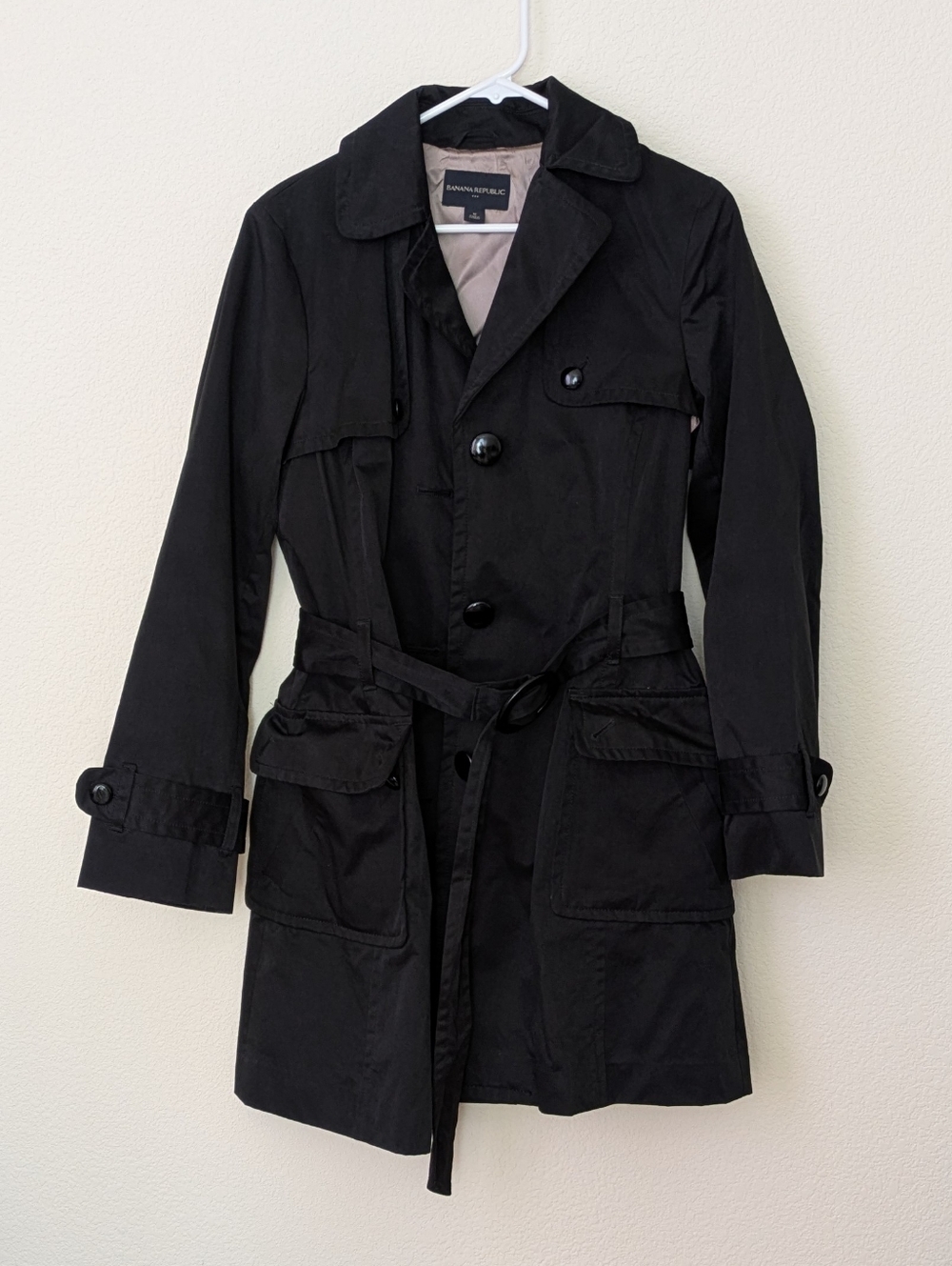 Banana Republic Black Trench Coat with Belt
